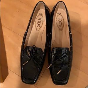 TOD’S Patent Leather Navy Andie Moccasins
